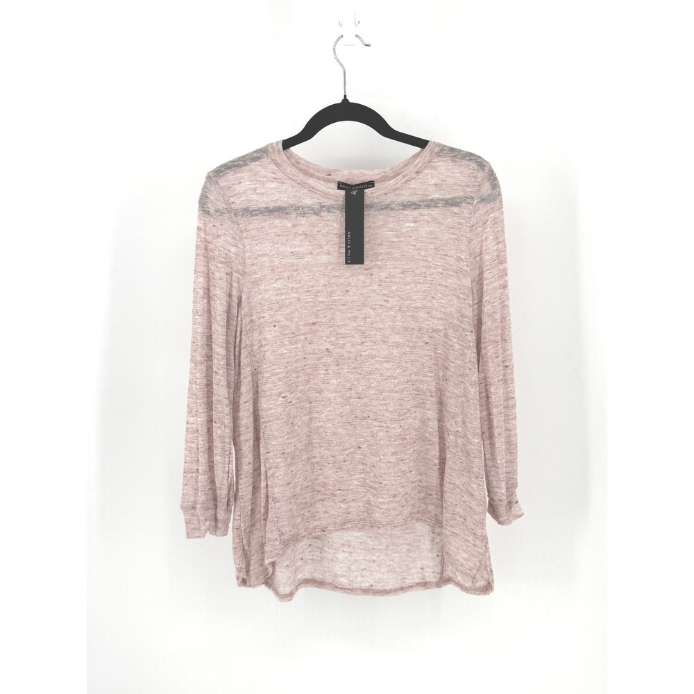 New Womens XS Sheer Pink Long Sleeve Top Fairy Y2k Marl Knit Summer Airy Light